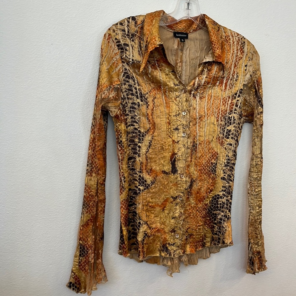 Gold snake skin and lace blouse
